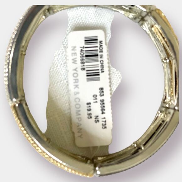 3 Toned Stretch Bracelet Gunmetal Gold Silver NWT - Picture 4 of 5